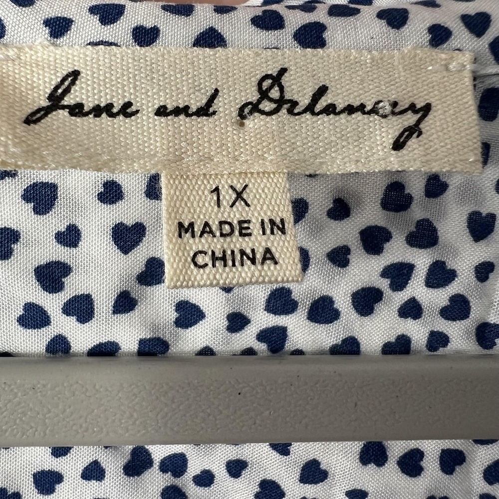 Jane And Delancey Shirt Womens 1X White Heart Print Rayon Button Front Tunic - Picture 11 of 14